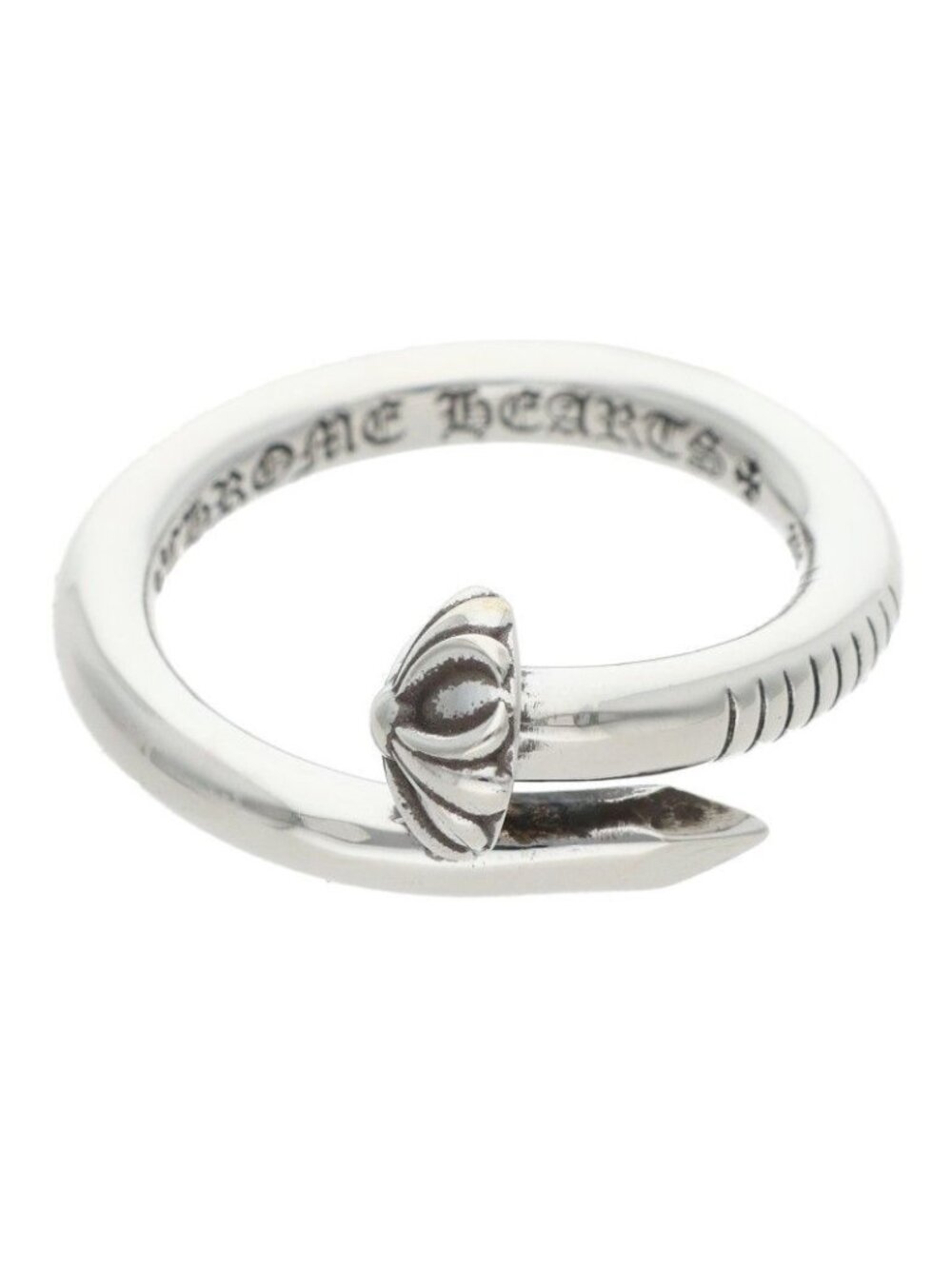 Chrome Hearts Nail Crsball Cross Ball Silver Ring